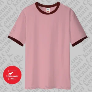 Ringer tee dusty pink maroon